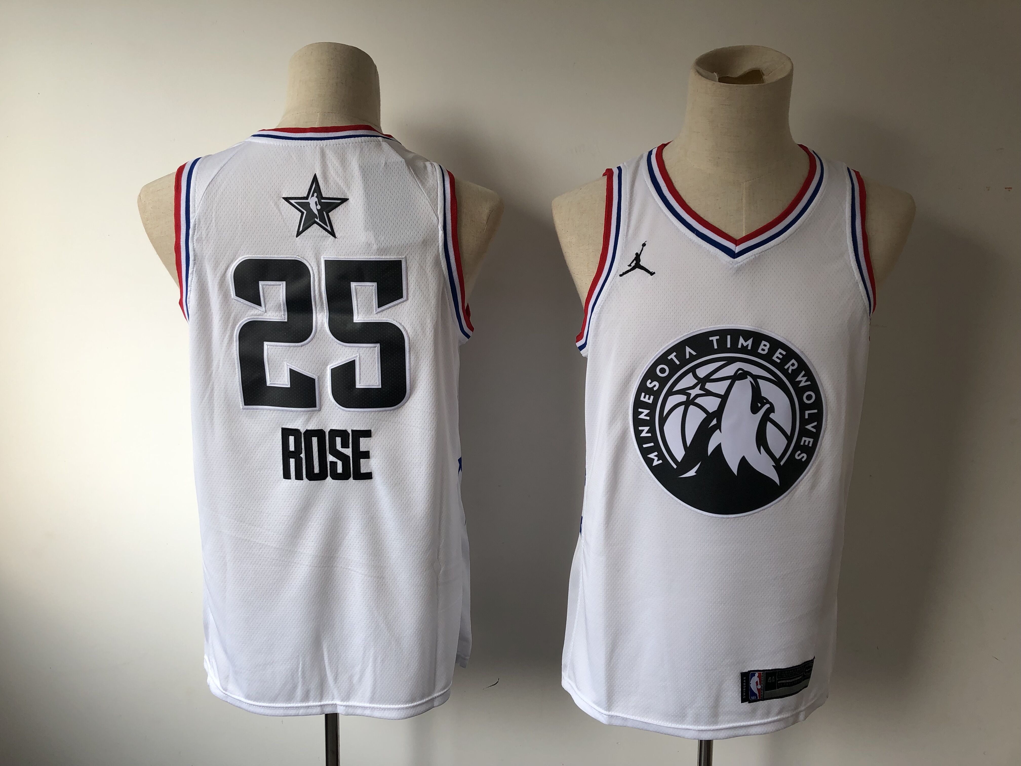 Men Minnesota Timberwolves #25 Rose White 2019 All Star NBA Jerseys